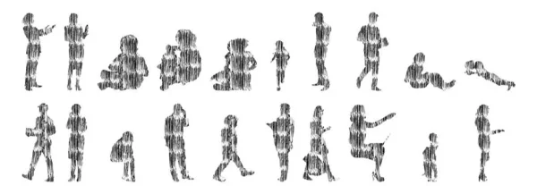 Sílhuetas Vetoriais Sílhuetas Contorno Pessoas Desenho Contorno Silhueta Pessoas Conjunto —  Vetores de Stock