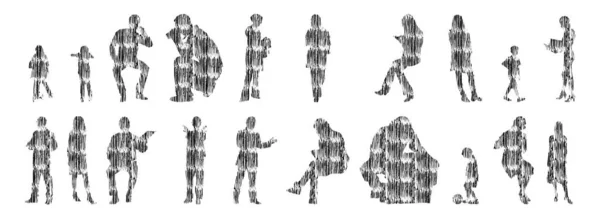 Vector Silhouettes Outline Silhouettes People Contour Drawing People Silhouette Icon — Stock Vector