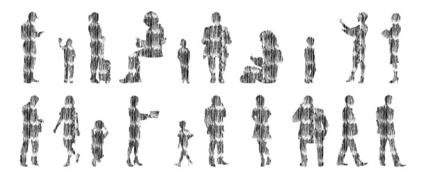 Siluetas Vectores Siluetas Contorno Personas Dibujo Contorno Silueta Personas Icono — Archivo Imágenes Vectoriales