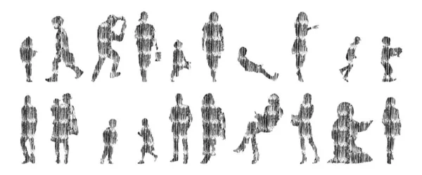 Siluetas Vectores Siluetas Contorno Personas Dibujo Contorno Silueta Personas Icono — Archivo Imágenes Vectoriales