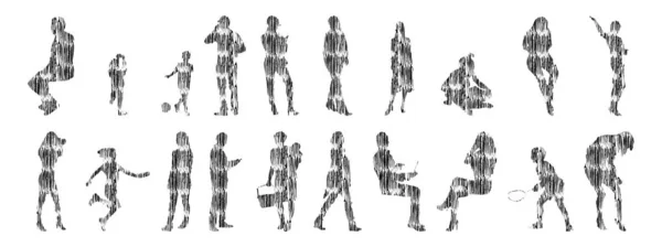 Siluetas Vectores Siluetas Contorno Personas Dibujo Contorno Silueta Personas Icono — Archivo Imágenes Vectoriales