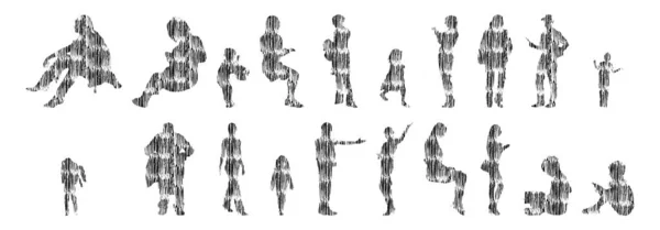 Silhouettes Vectorielles Silhouettes Esquissées Personnes Dessin Contour Silhouette Personnes Icône — Image vectorielle