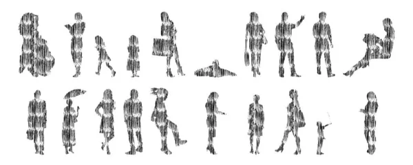 Silhouettes Vectorielles Silhouettes Esquissées Personnes Dessin Contour Silhouette Personnes Icône — Image vectorielle