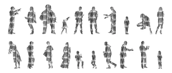 Siluetas Vectores Siluetas Contorno Personas Dibujo Contorno Silueta Personas Icono — Archivo Imágenes Vectoriales