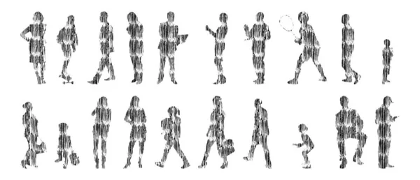 Siluetas Vectores Siluetas Contorno Personas Dibujo Contorno Silueta Personas Icono — Archivo Imágenes Vectoriales