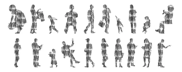 Sílhuetas Vetoriais Sílhuetas Contorno Pessoas Desenho Contorno Silhueta Pessoas Conjunto —  Vetores de Stock