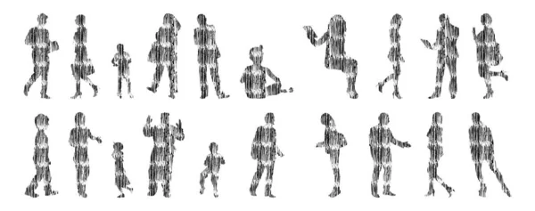 Silhouettes Vectorielles Silhouettes Esquissées Personnes Dessin Contour Silhouette Personnes Icône — Image vectorielle