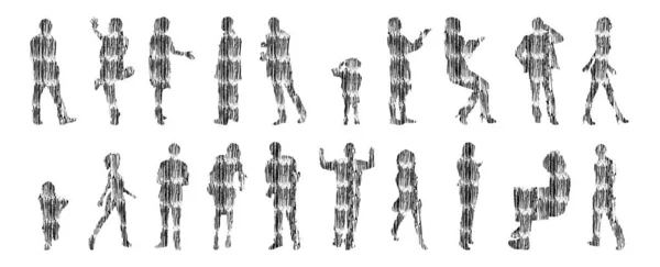 Siluetas Vectores Siluetas Contorno Personas Dibujo Contorno Silueta Personas Icono — Archivo Imágenes Vectoriales