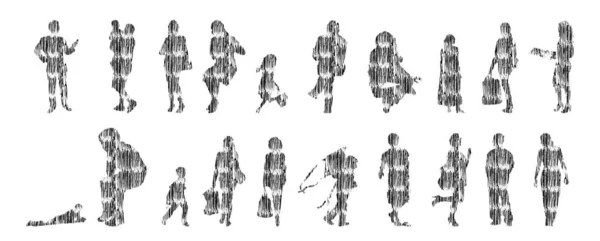 Siluetas Vectores Siluetas Contorno Personas Dibujo Contorno Silueta Personas Icono — Archivo Imágenes Vectoriales