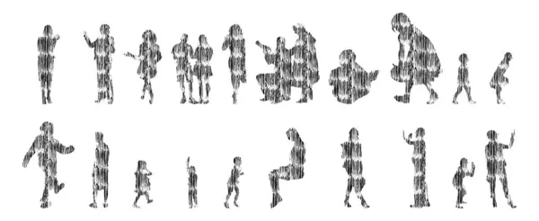 Silhouettes Vectorielles Silhouettes Esquissées Personnes Dessin Contour Silhouette Personnes Icône — Image vectorielle