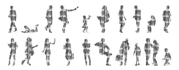 Vector Silhouettes Outline Silhouettes People Contour Drawing People Silhouette Icon — 스톡 벡터