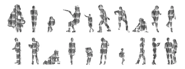 Vector Silhouettes Outline Silhouettes People Contour Drawing People Silhouette Icon — 스톡 벡터