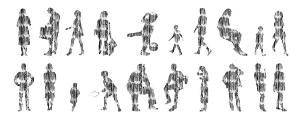 Siluetas Vectores Siluetas Contorno Personas Dibujo Contorno Silueta Personas Icono — Archivo Imágenes Vectoriales