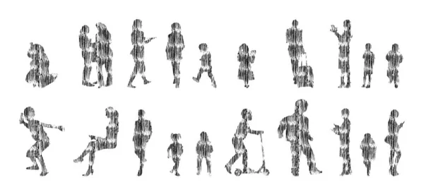 Sílhuetas Vetoriais Sílhuetas Contorno Pessoas Desenho Contorno Silhueta Pessoas Conjunto — Vetor de Stock