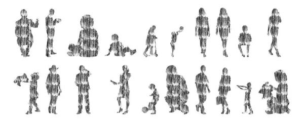 Siluetas Vectores Siluetas Contorno Personas Dibujo Contorno Silueta Personas Icono — Archivo Imágenes Vectoriales