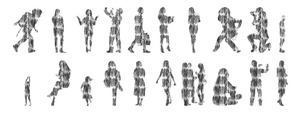 Vector Silhouettes Outline Silhouettes People Contour Drawing People Silhouette Icon — 스톡 벡터