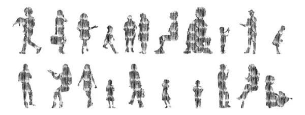 Sílhuetas Vetoriais Sílhuetas Contorno Pessoas Desenho Contorno Silhueta Pessoas Conjunto — Vetor de Stock