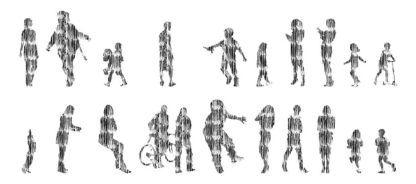 Siluetas Vectores Siluetas Contorno Personas Dibujo Contorno Silueta Personas Icono — Archivo Imágenes Vectoriales