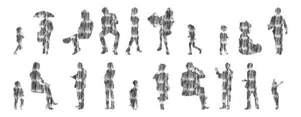 Vector Silhouettes Outline Silhouettes People Contour Drawing People Silhouette Icon — 스톡 벡터