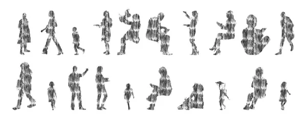 Siluetas Vectores Siluetas Contorno Personas Dibujo Contorno Silueta Personas Icono — Archivo Imágenes Vectoriales