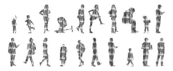 Vector Silhouettes Outline Silhouettes People Contour Drawing People Silhouette Icon — Stock Vector