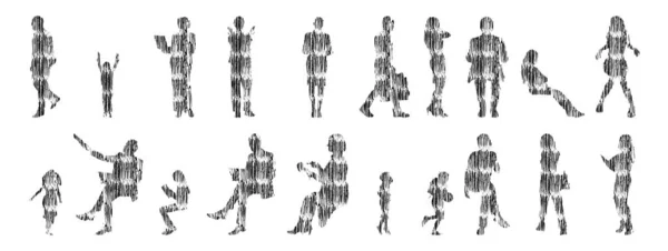 Siluetas Vectores Siluetas Contorno Personas Dibujo Contorno Silueta Personas Icono — Archivo Imágenes Vectoriales