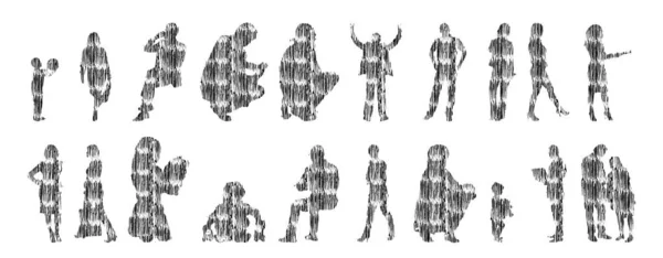 Siluetas Vectores Siluetas Contorno Personas Dibujo Contorno Silueta Personas Icono — Archivo Imágenes Vectoriales