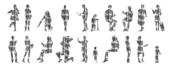 Vector Silhouettes Outline Silhouettes People Contour Drawing People Silhouette Icon — 스톡 벡터