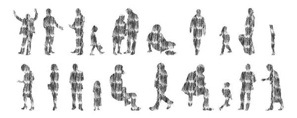 Siluetas Vectores Siluetas Contorno Personas Dibujo Contorno Silueta Personas Icono — Archivo Imágenes Vectoriales