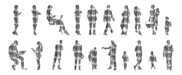 Silhouettes Vectorielles Silhouettes Esquissées Personnes Dessin Contour Silhouette Personnes Icône — Image vectorielle