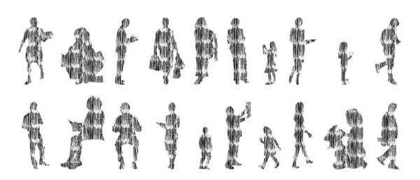 Siluetas Vectores Siluetas Contorno Personas Dibujo Contorno Silueta Personas Icono — Archivo Imágenes Vectoriales