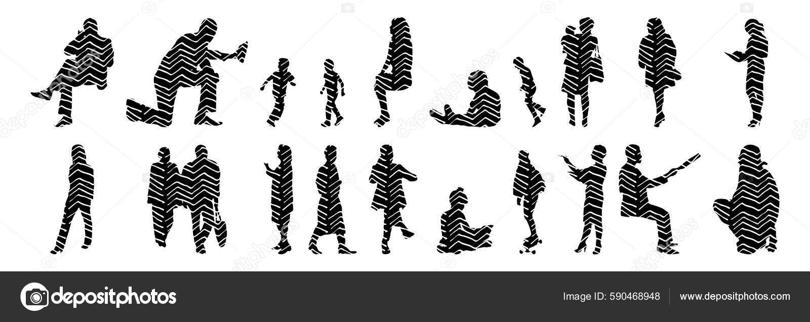 Vector Silhouettes Outline Silhouettes People Contour Drawing People