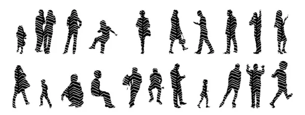 Silhouettes Vectorielles Silhouettes Esquissées Personnes Dessin Contour Silhouette Personnes Icône — Image vectorielle