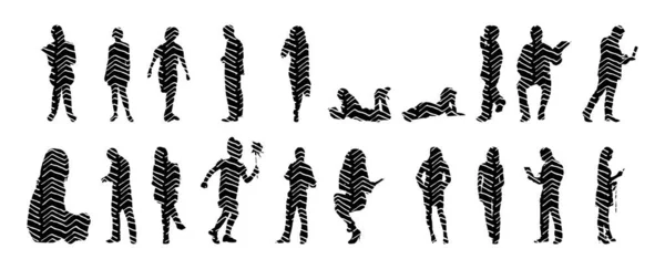 Vector Silhouettes Outline Silhouettes People Contour Drawing People Silhouette Icon — 스톡 벡터