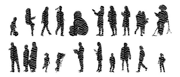 Vector Silhouettes Outline Silhouettes People Contour Drawing People Silhouette Icon — 스톡 벡터