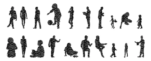 Vector Silhouettes Outline Silhouettes People Contour Drawing People Silhouette Icon — 스톡 벡터