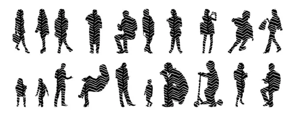 Silhouettes Vectorielles Silhouettes Esquissées Personnes Dessin Contour Silhouette Personnes Icône — Image vectorielle