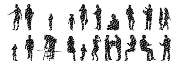 Vector Silhouettes Outline Silhouettes People Contour Drawing People Silhouette Icon — 스톡 벡터