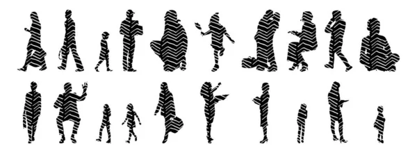 Vector Silhouettes Outline Silhouettes People Contour Drawing People Silhouette Icon — 스톡 벡터