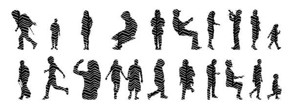 Vector Silhouettes Outline Silhouettes People Contour Drawing People Silhouette Icon — 스톡 벡터