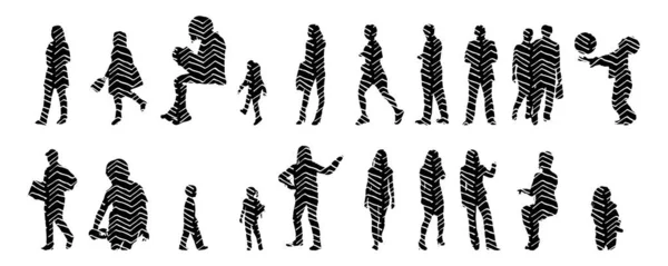 Silhouettes Vectorielles Silhouettes Esquissées Personnes Dessin Contour Silhouette Personnes Icône — Image vectorielle