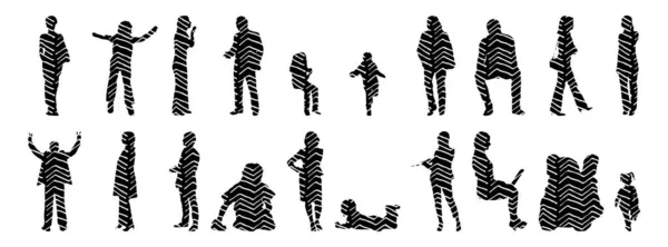 Vector Silhouettes Outline Silhouettes People Contour Drawing People Silhouette Icon — 스톡 벡터