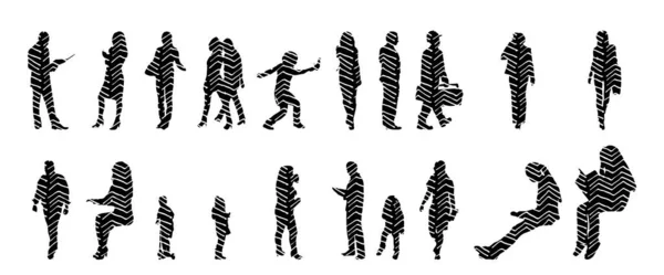 Vector Silhouettes Outline Silhouettes People Contour Drawing People Silhouette Icon — 스톡 벡터