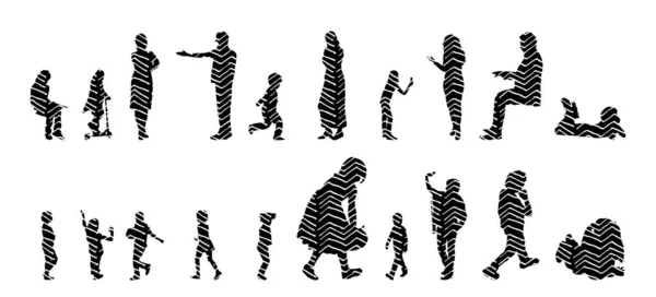 Vector Silhouettes Outline Silhouettes People Contour Drawing People Silhouette Icon — 스톡 벡터