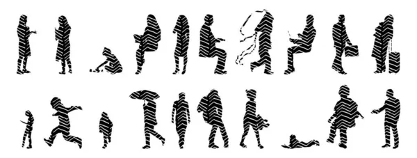 Silhouettes Vectorielles Silhouettes Esquissées Personnes Dessin Contour Silhouette Personnes Icône — Image vectorielle