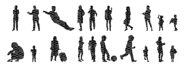 Silhouettes Vectorielles Silhouettes Esquissées Personnes Dessin Contour Silhouette Personnes Icône — Image vectorielle