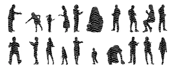 Vector Silhouettes Outline Silhouettes People Contour Drawing People Silhouette Icon — 스톡 벡터