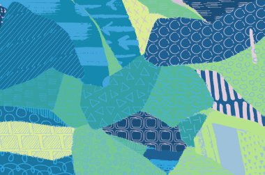 Soyut siyah konturlar, el vektör desen çizdi. Geometrik tarzı Retro soyut desen. Soyut çok renkli geometrik desen.