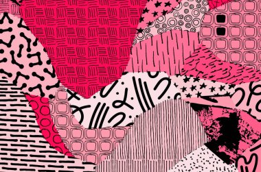 Soyut siyah konturlar, el vektör desen çizdi. Geometrik tarzı Retro soyut desen. Soyut çok renkli geometrik desen.