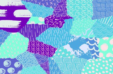 Soyut siyah konturlar, el vektör desen çizdi. Geometrik tarzı Retro soyut desen. Soyut çok renkli geometrik desen.